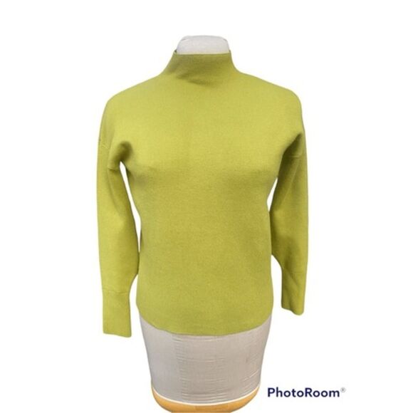 Tahari Mock Neck Sweater Sz. S Green Jeweled Buttons Holiday Party - Picture 1 of 10